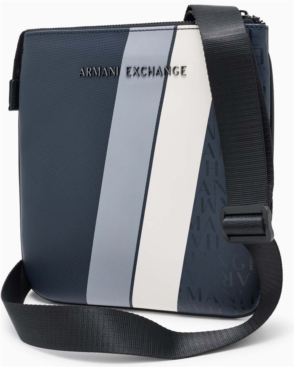 BOLSO BANDOLERA PLANO CON MONOGRAMA Y RAYAS