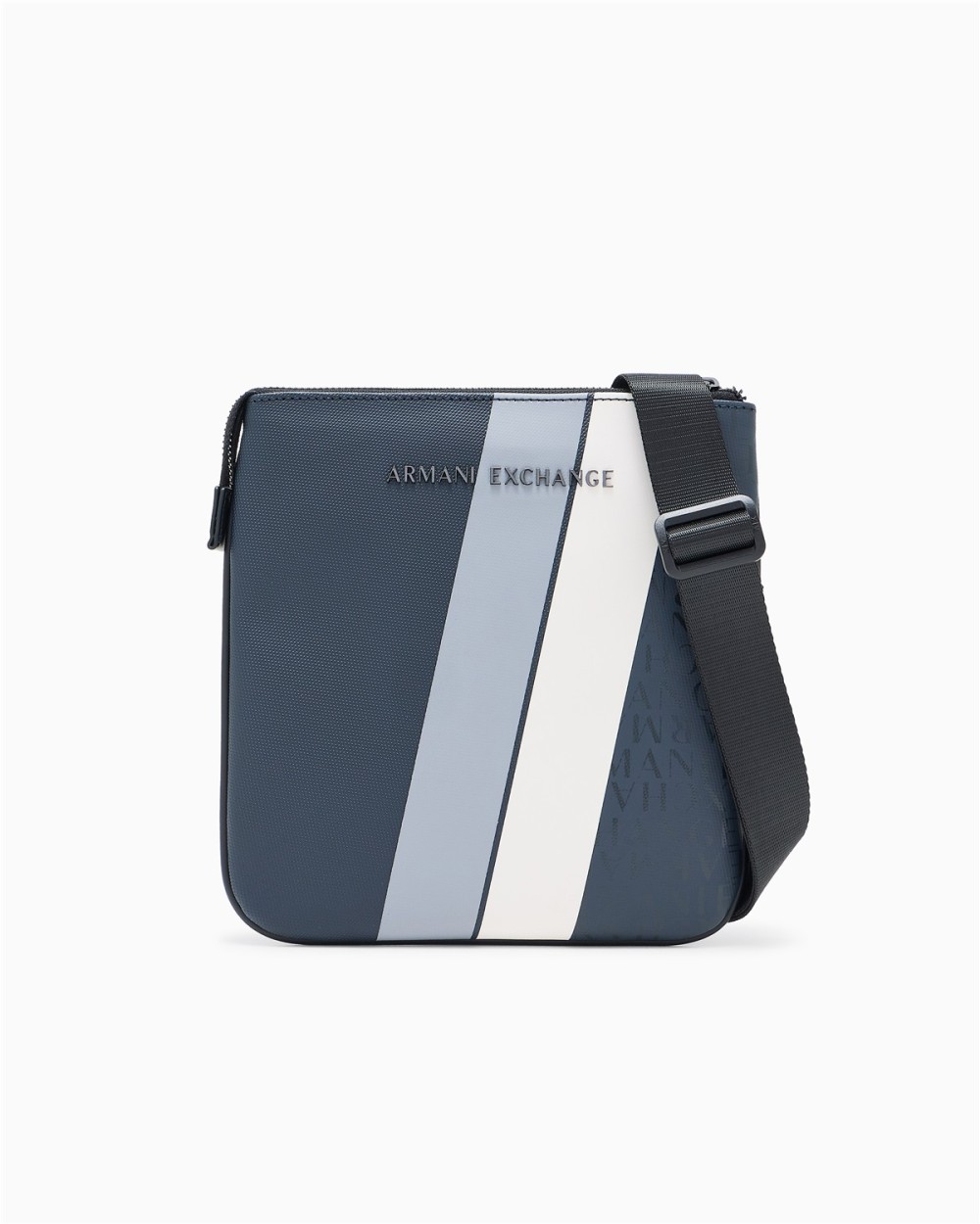 BOLSO BANDOLERA PLANO CON MONOGRAMA Y RAYAS