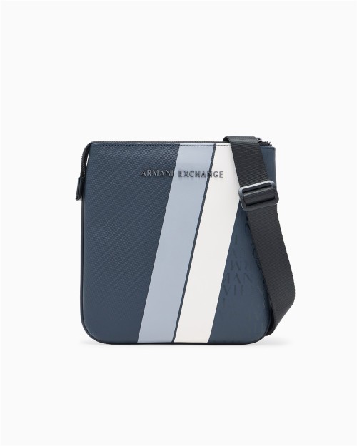 BOLSO BANDOLERA PLANO CON MONOGRAMA Y RAYAS
