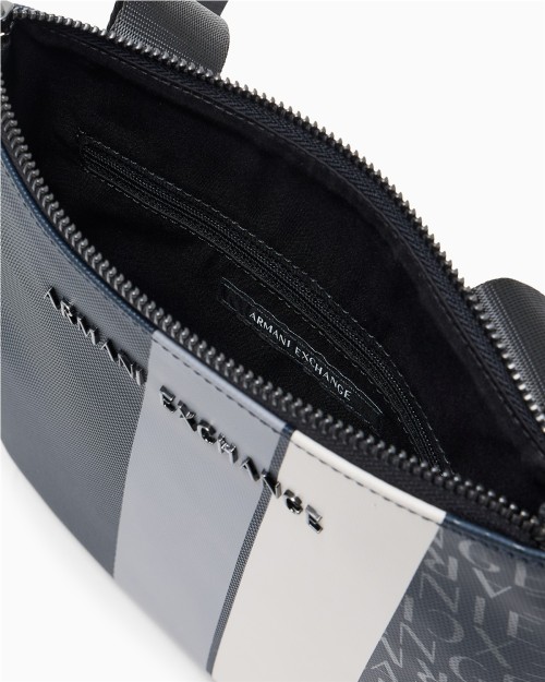 BOLSO BANDOLERA PLANO CON MONOGRAMA Y RAYAS