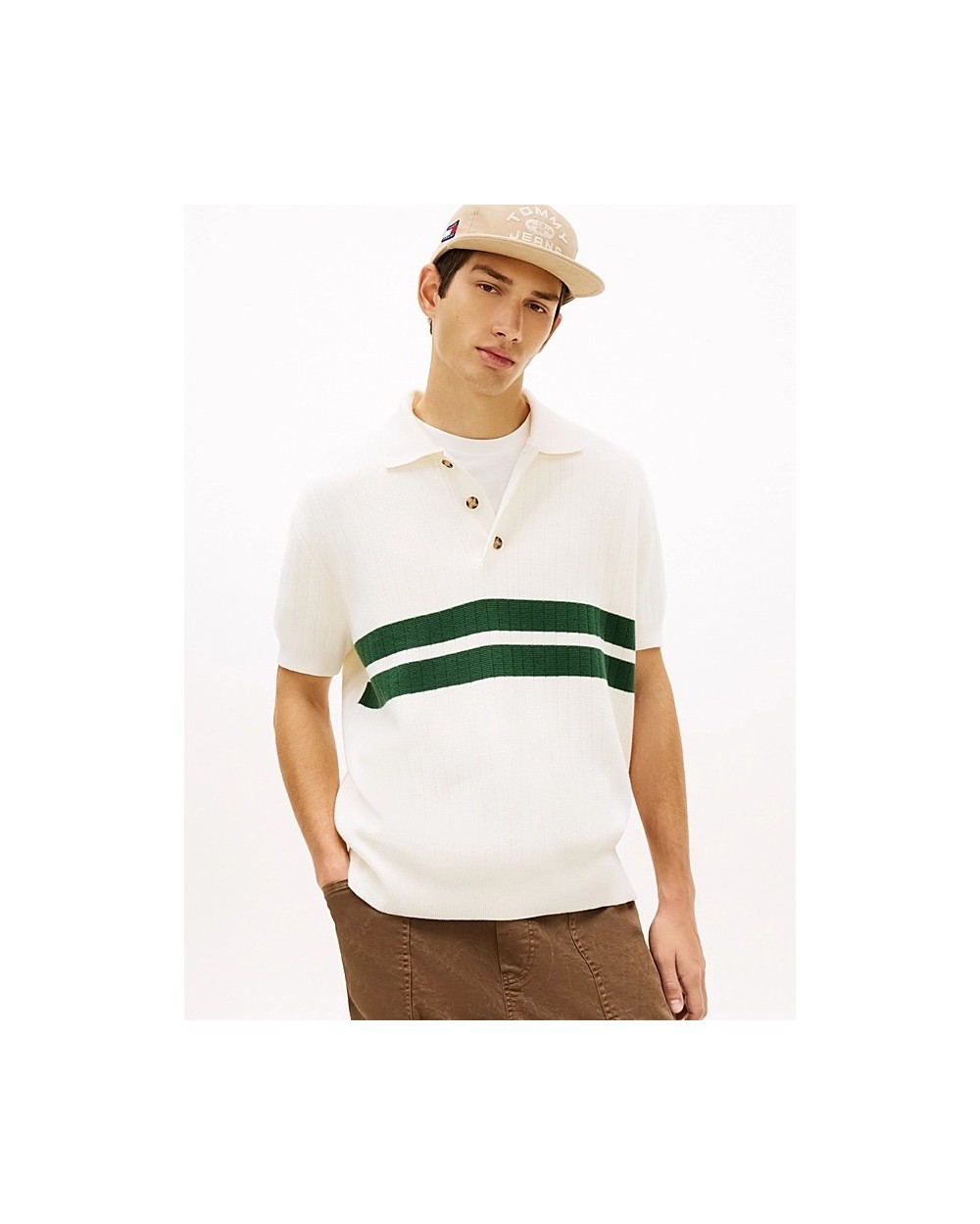 POLO DE PUNTO CON RAYAS CENTRALES