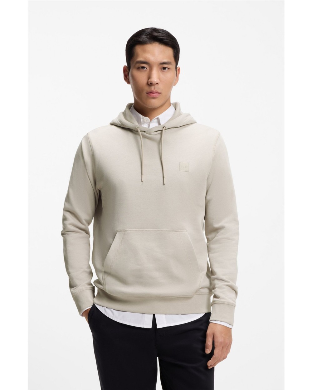 SUDADERA DE ALGODON CON CAPUCHA Y PARCHE DE LOGO