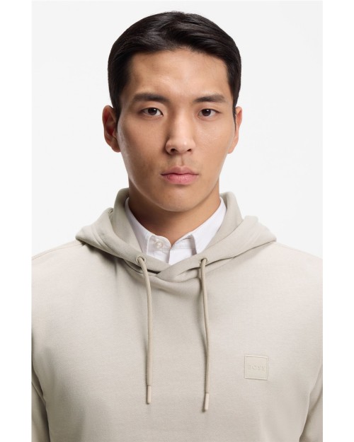 SUDADERA DE ALGODON CON CAPUCHA Y PARCHE DE LOGO
