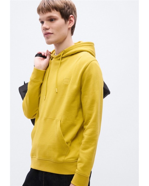 SUDADERA DE ALGODON CON CAPUCHA Y PARCHE DE LOGO
