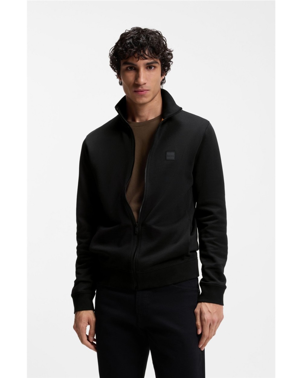 SUDADERA DE ALGODON CON CREMALLERA Y CON INSIGNIA DE LOGO