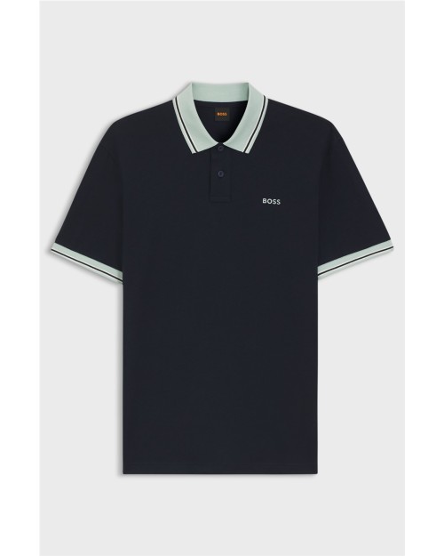 POLO EN PUNTO DE ALGODON CON DETALLES DE RAYA