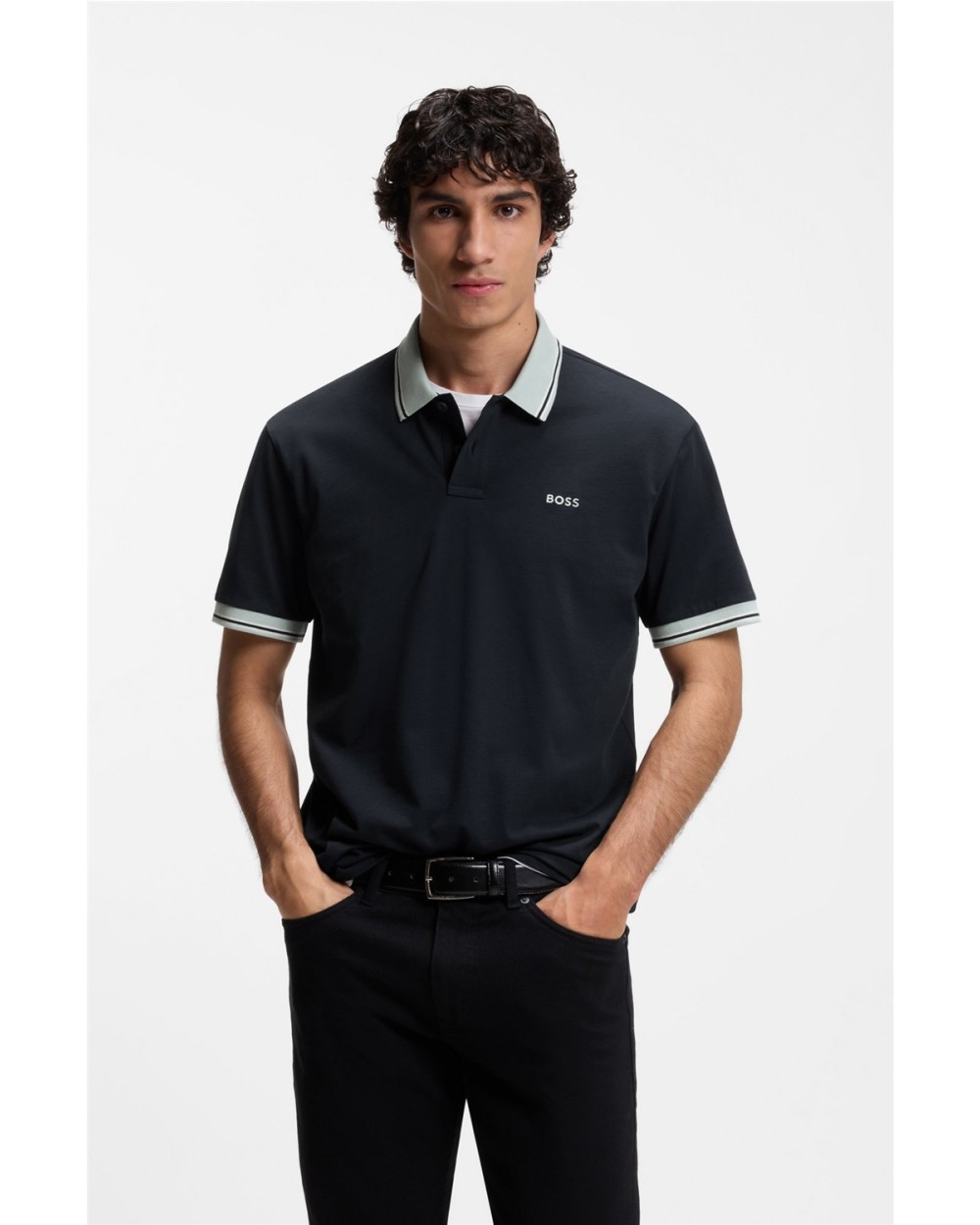 POLO EN PUNTO DE ALGODON CON DETALLES DE RAYA