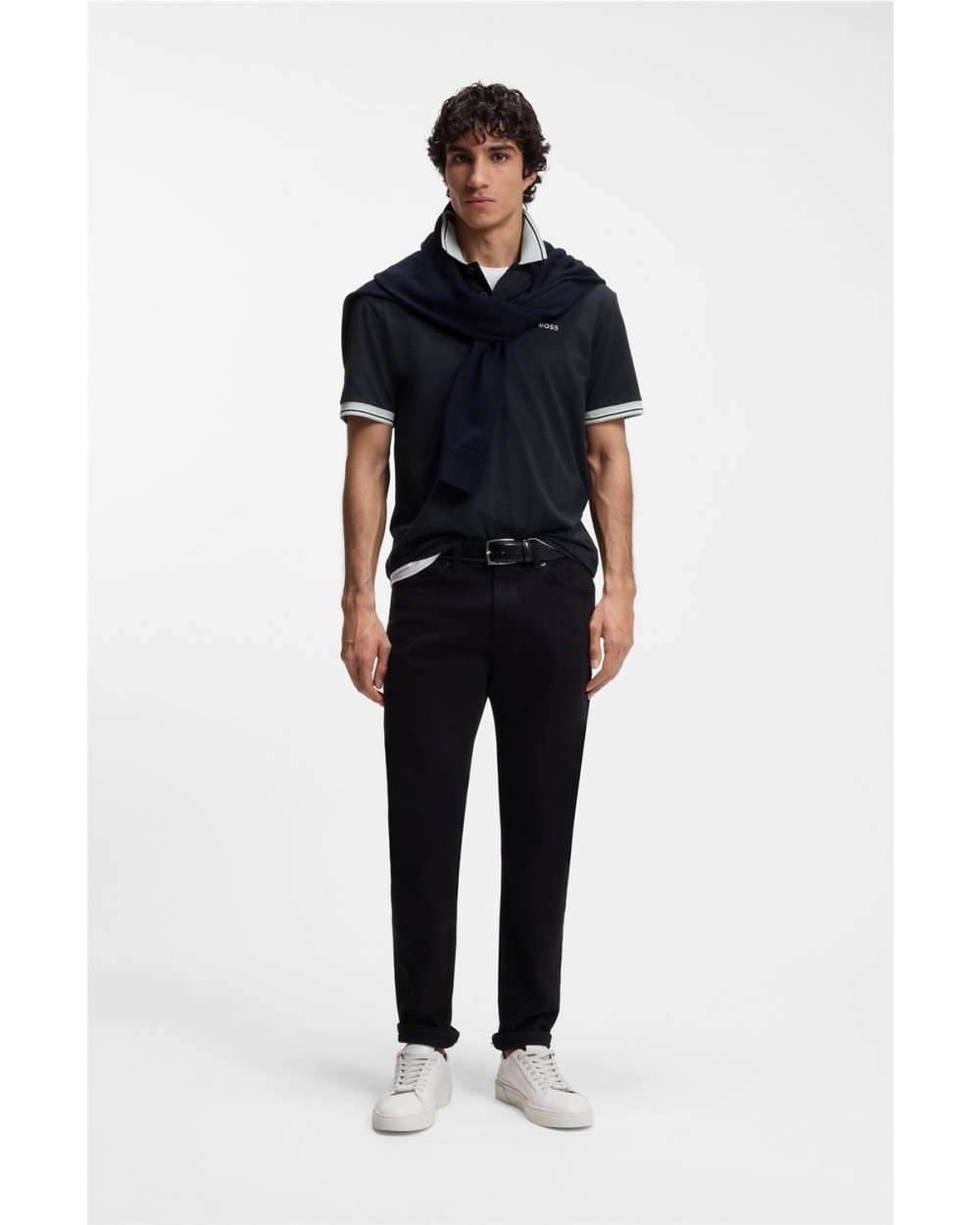 POLO EN PUNTO DE ALGODON CON DETALLES DE RAYA