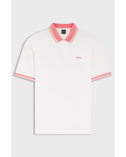 POLO EN PUNTO DE ALGODON CON DETALLES DE RAYA