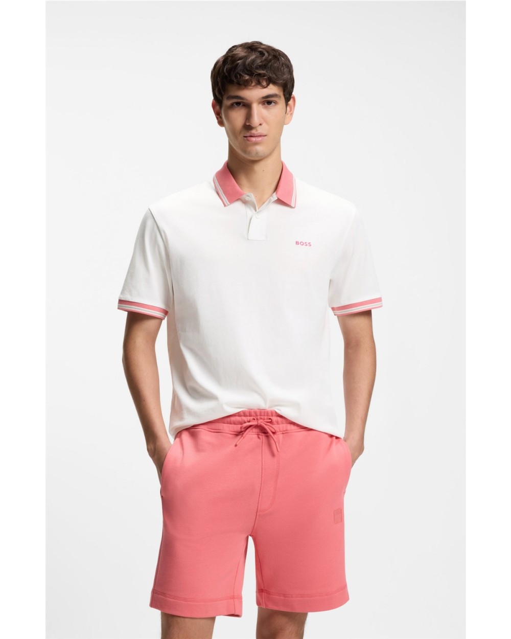 POLO EN PUNTO DE ALGODON CON DETALLES DE RAYA