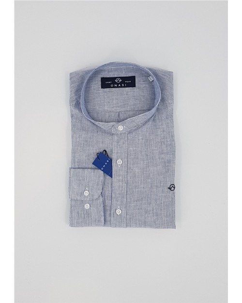 CAMISA LINO RAYAS CUELLO MAO 2