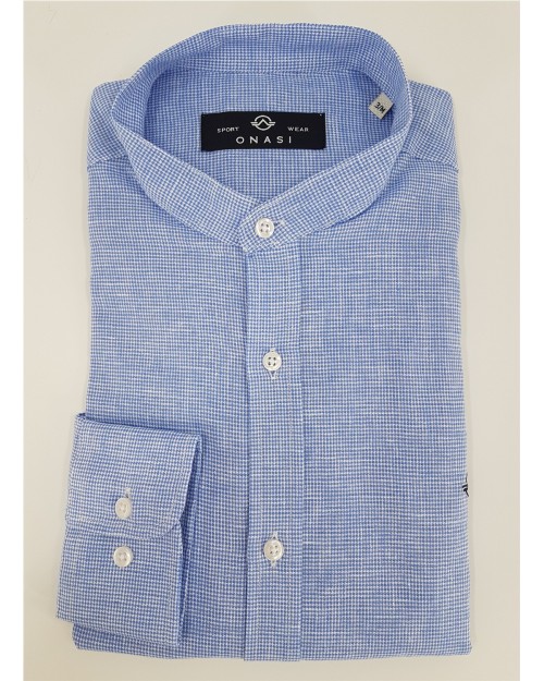 CAMISA LINO CUELLO MAO PATA DE GALLO