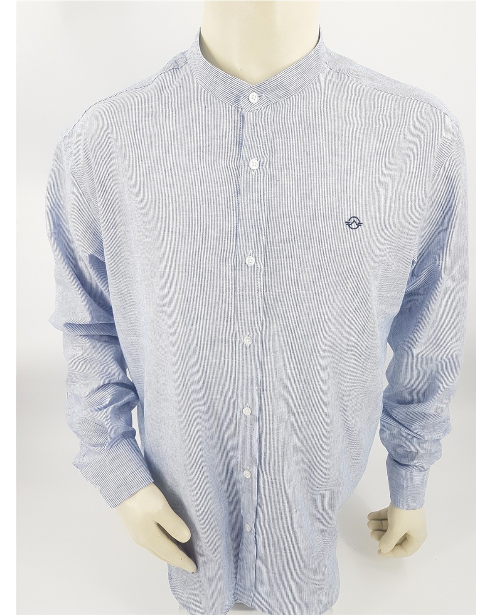 CAMISA LINO RAYAS CUELLO MAO