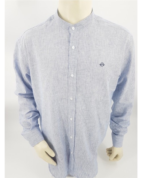 CAMISA LINO RAYAS CUELLO MAO