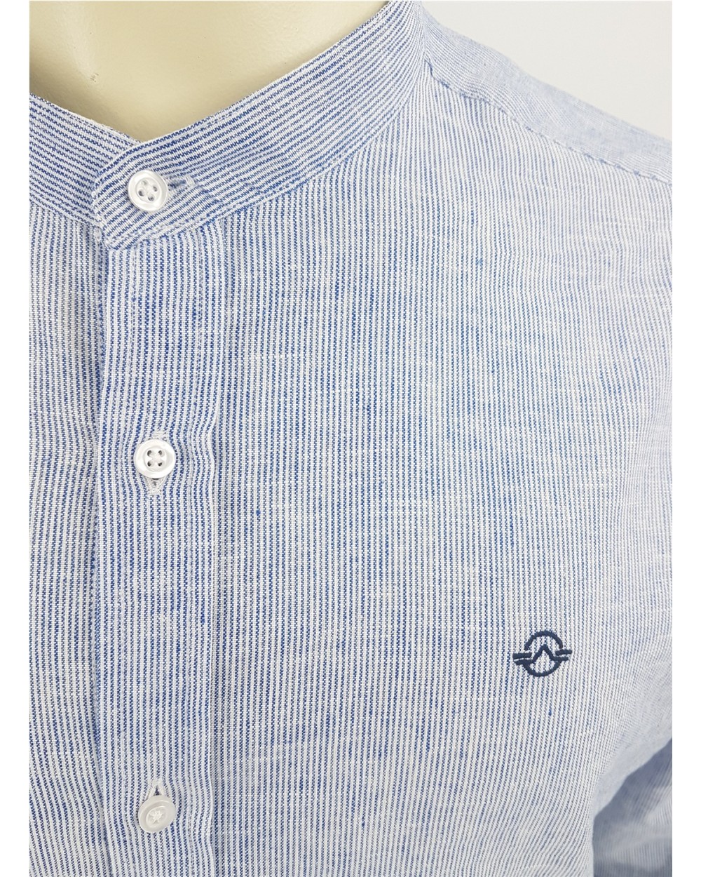 CAMISA LINO RAYAS CUELLO MAO