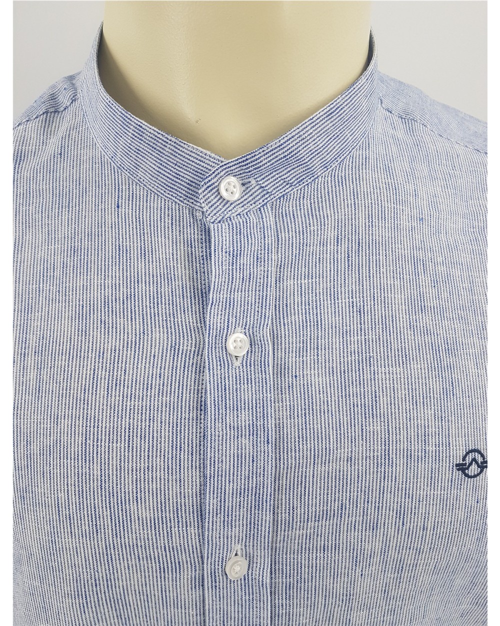 CAMISA LINO RAYAS CUELLO MAO