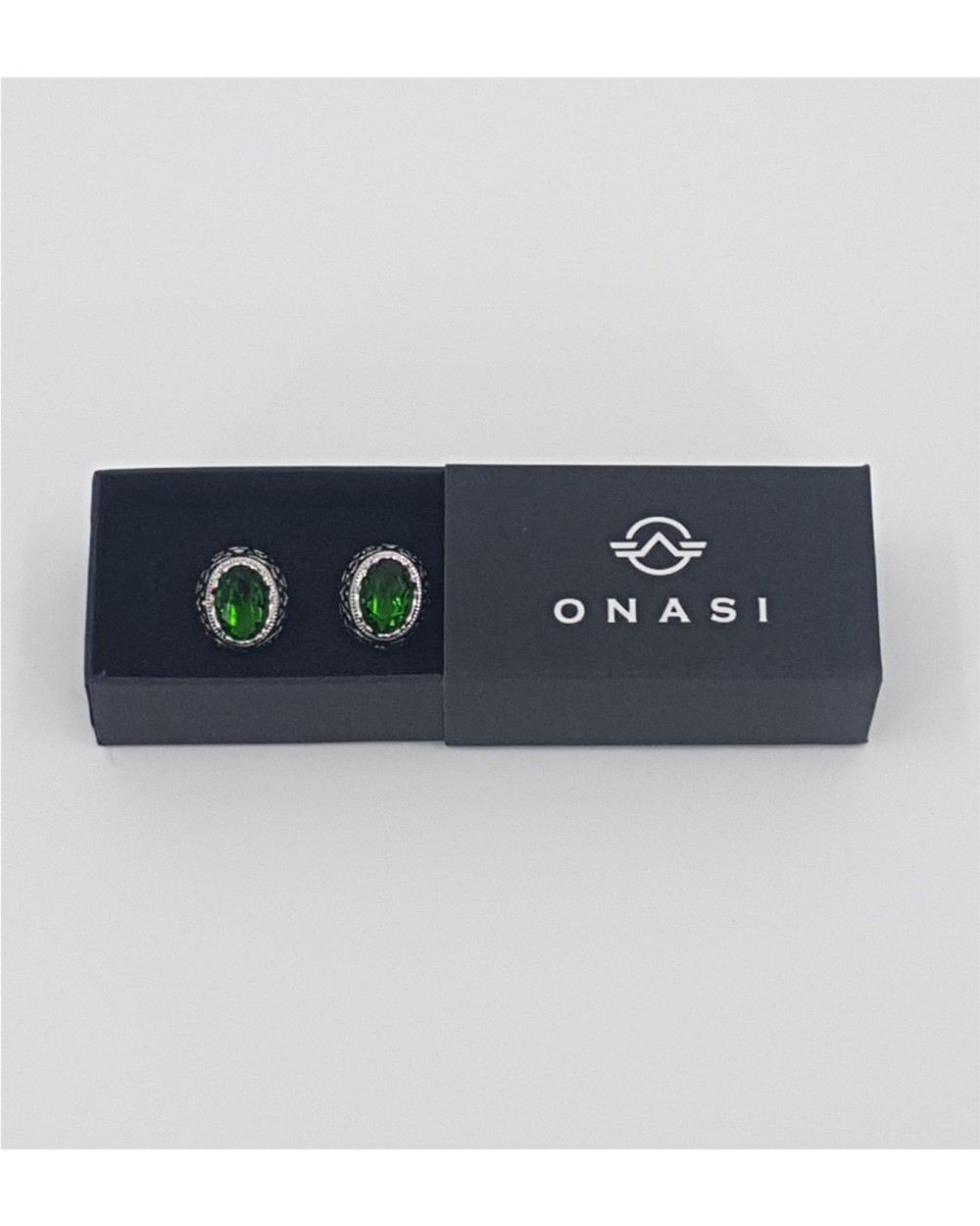 GEMELOS CON PIEDRA VERDE