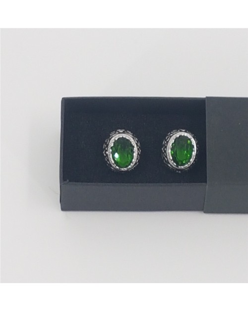 GEMELOS CON PIEDRA VERDE