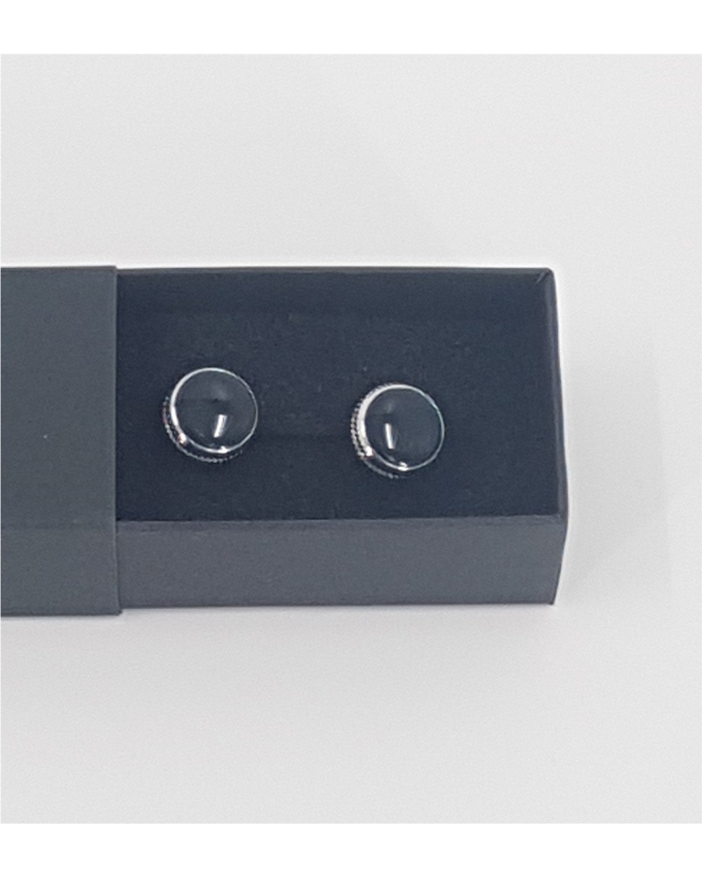 GEMELOS REDONDOS CON PIEDRA AZUL