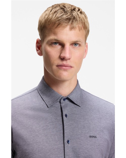 CAMISA SLIM FIT DE PUNTO DE ALGODÓN JASPEADO