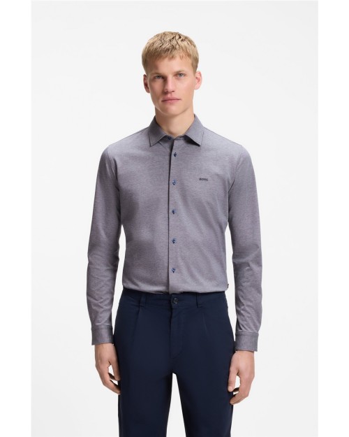 CAMISA SLIM FIT DE PUNTO DE ALGODÓN JASPEADO