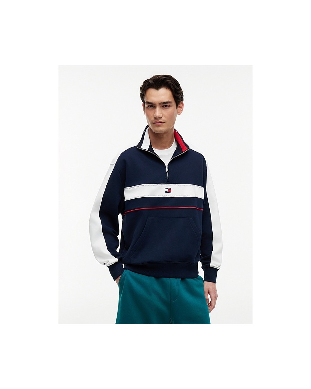 SUDADERA COLOR BLOCK CON CREMALLERA