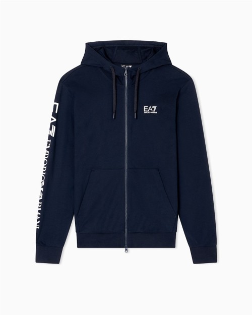 SUDADERA DE ALGODON LOGO CON CAPUCHA Y CREMALLERA