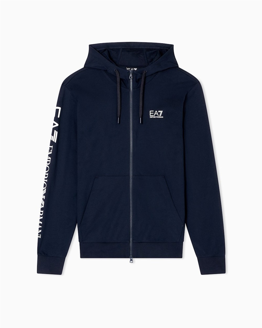 SUDADERA DE ALGODON LOGO CON CAPUCHA Y CREMALLERA