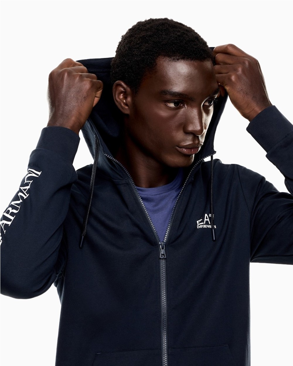 SUDADERA DE ALGODON LOGO CON CAPUCHA Y CREMALLERA