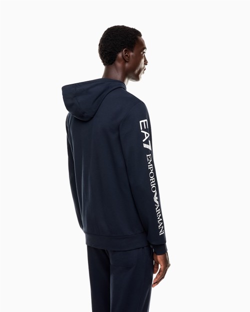 SUDADERA DE ALGODON LOGO CON CAPUCHA Y CREMALLERA