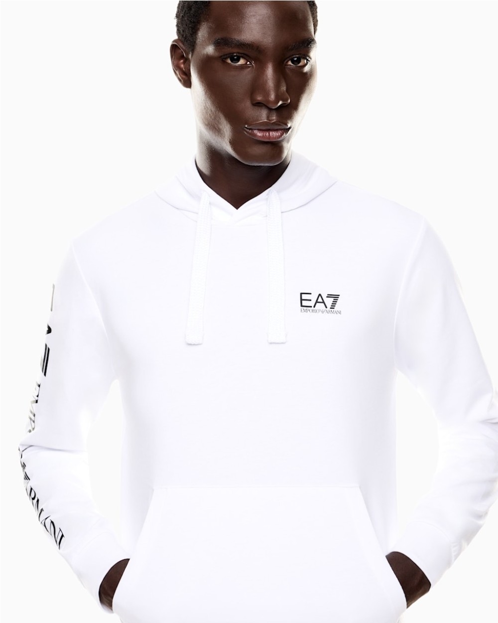 SUDADERA DE ALGODON LOGO CON CAPUCHA Y BOLSILLO