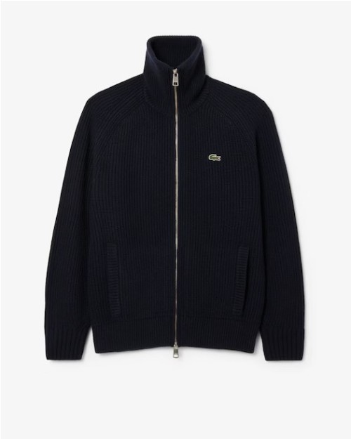CHAQUETA CON CREMALLERA DE CUELLO ALTO DE LANA CARDADA