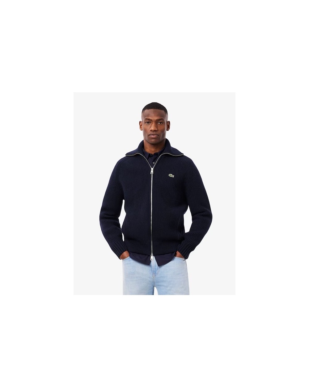 CHAQUETA CON CREMALLERA DE CUELLO ALTO DE LANA CARDADA
