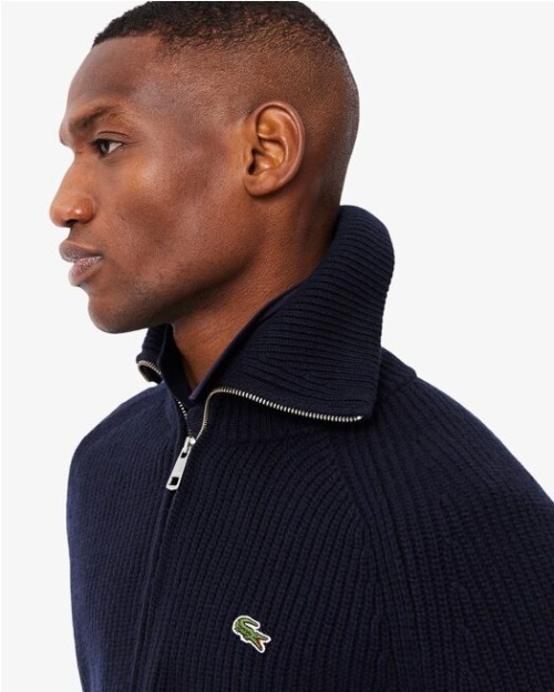 CHAQUETA CON CREMALLERA DE CUELLO ALTO DE LANA CARDADA