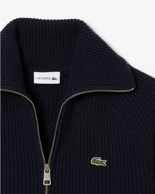 CHAQUETA CON CREMALLERA DE CUELLO ALTO DE LANA CARDADA