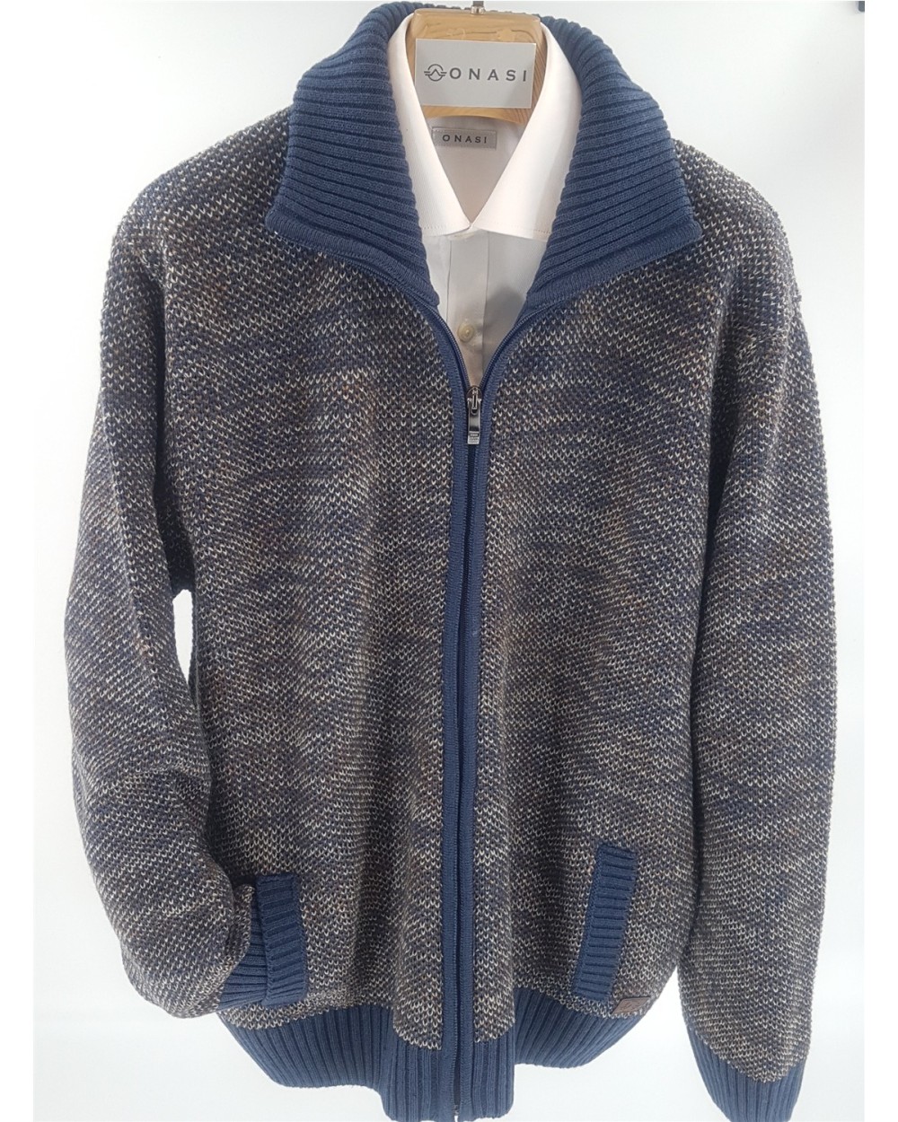 CHAQUETA DE CREMALLERA JASPEADA