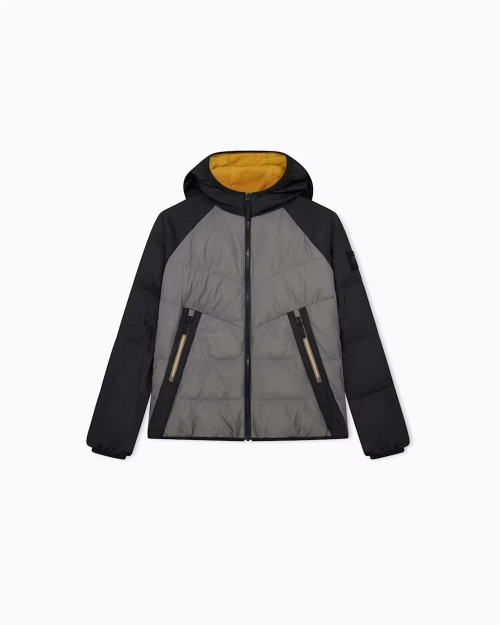 CHAQUETA ACOLCHADA BICOLOR CON CAPUCHA