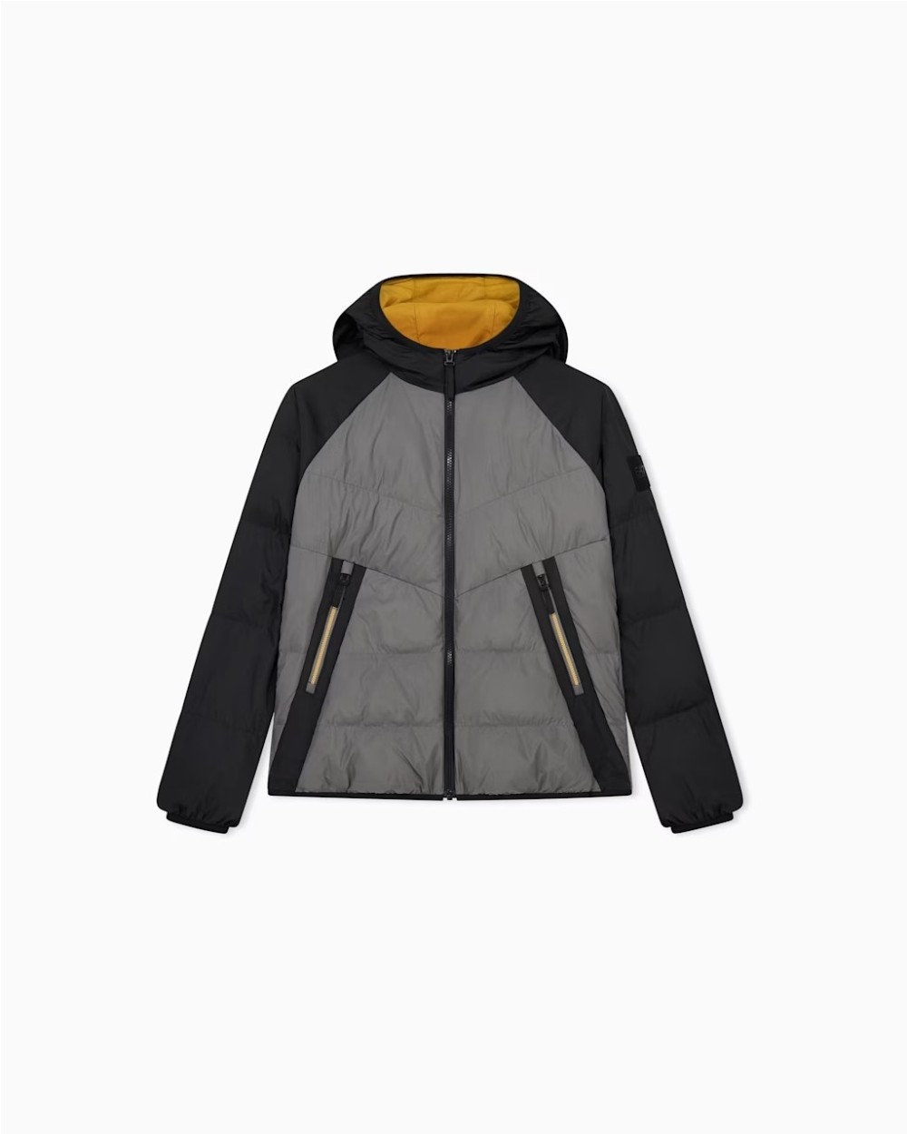 CHAQUETA ACOLCHADA BICOLOR CON CAPUCHA